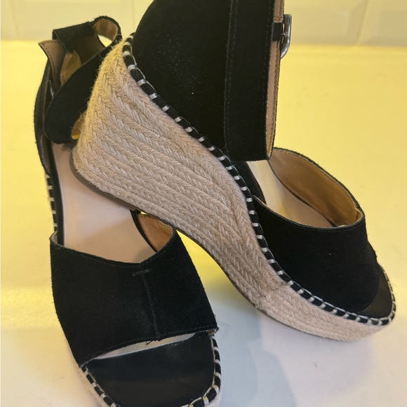 Crown Vintage Shoes - Crown Vintage Black and Cream Wedge Espadrilles